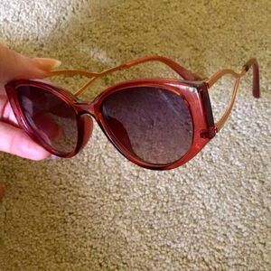 Anthropologie ett:twa Red & Gold Cat-eye Sunglasses